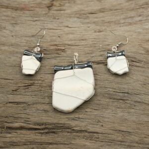 White Beach Tile Necklace and Earring Set
