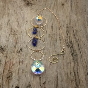Cobalt Beach Glass and Crystal Suncatcher