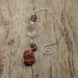 Brown Beach Glass, Beach Brick, and Crystal Suncatcher / Rearview Mirror Hanger