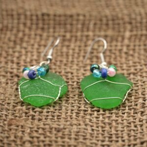 Green Beach Glass Earrings