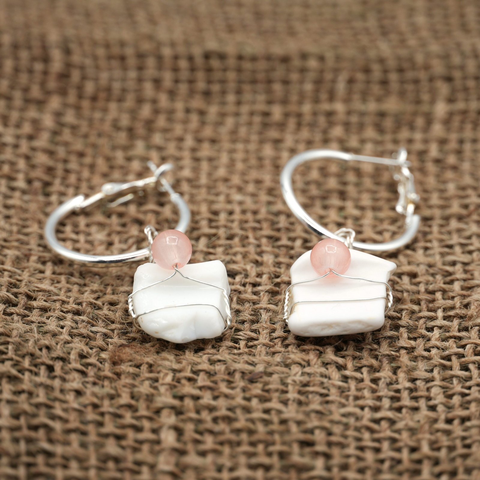 White Beach Tile Earrings