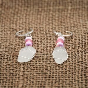 Soft White Beach Glass Earrings