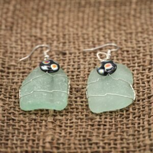 Chunky Seafoam Beach Glass Earrings