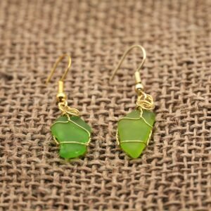 Light Green Beach Glass Earrings