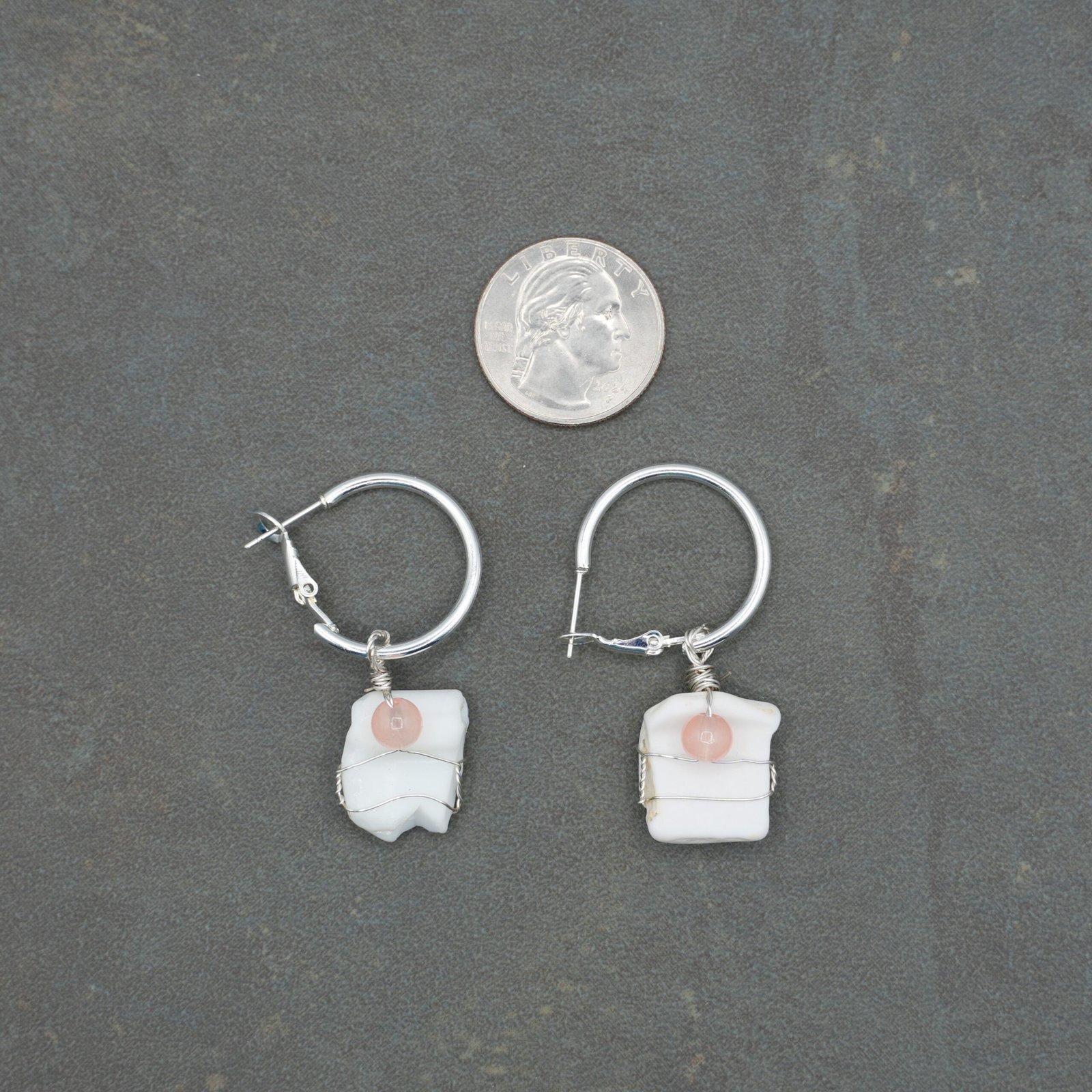 White Beach Tile Earrings - Image 3